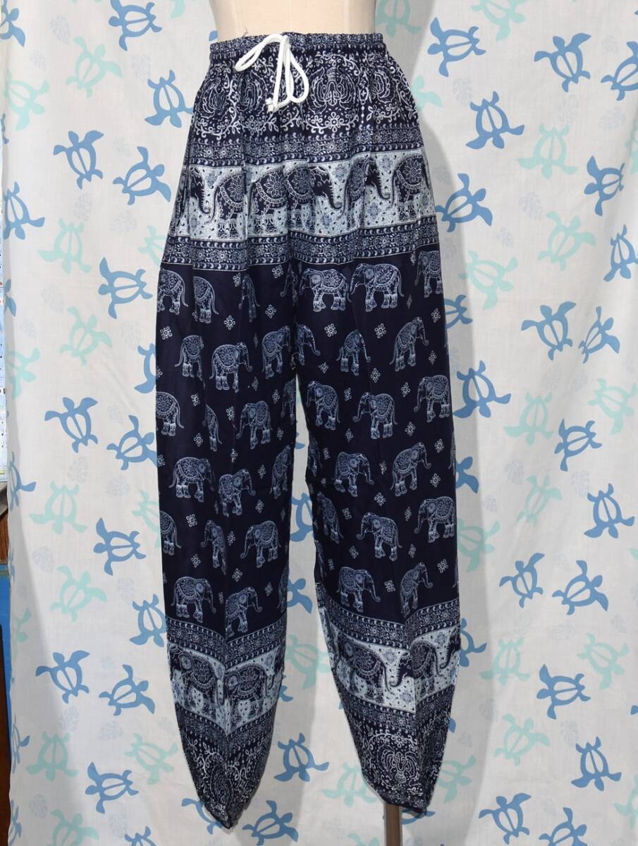 ★送料無料★タイパンツ★イージーパンツ★アジアンエスニック★象柄★大きめ★新品★B85NV拍卖