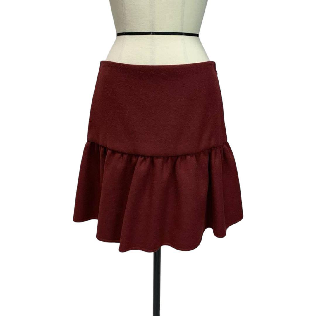 【PRADA/プラダ】華やかな赤 デザインスカート*42拍卖