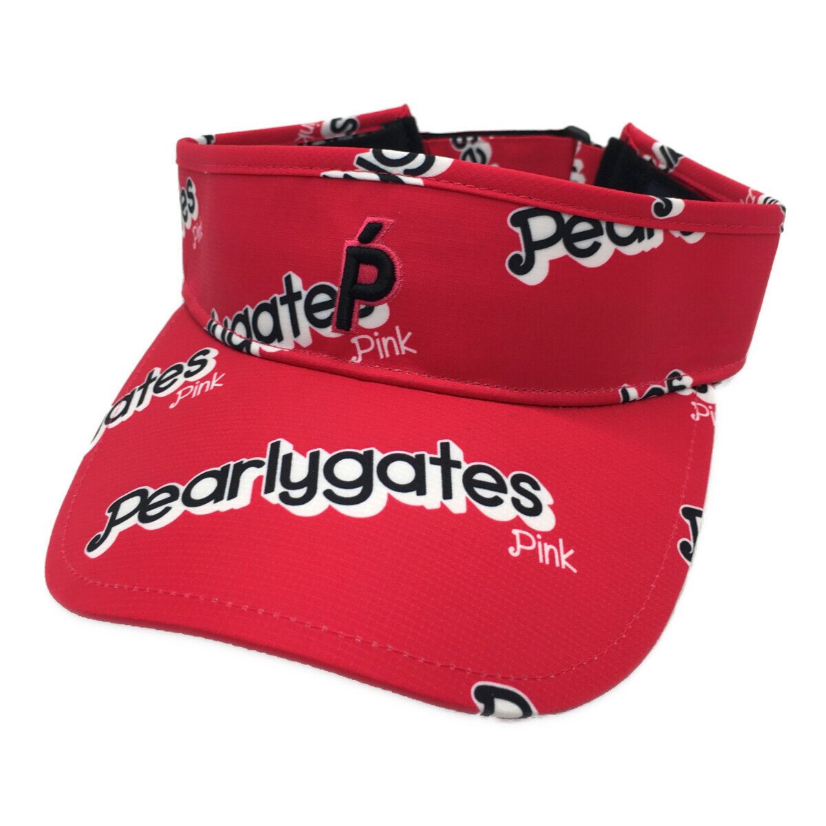 coco 中古【SALE】パーリーゲイツ PEARLY GATES サンバイザー フリー ピンク 立体刺しゅうロゴ 総柄 レターパックプラス発送可 101701拍卖