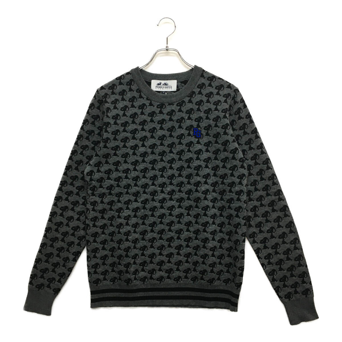 coco 中古【値下げ】 パーリーゲイツ メンズ セーター 4(M) グレー×黒 長袖ニット スヌーピー レターパックプラス発送可 97848拍卖