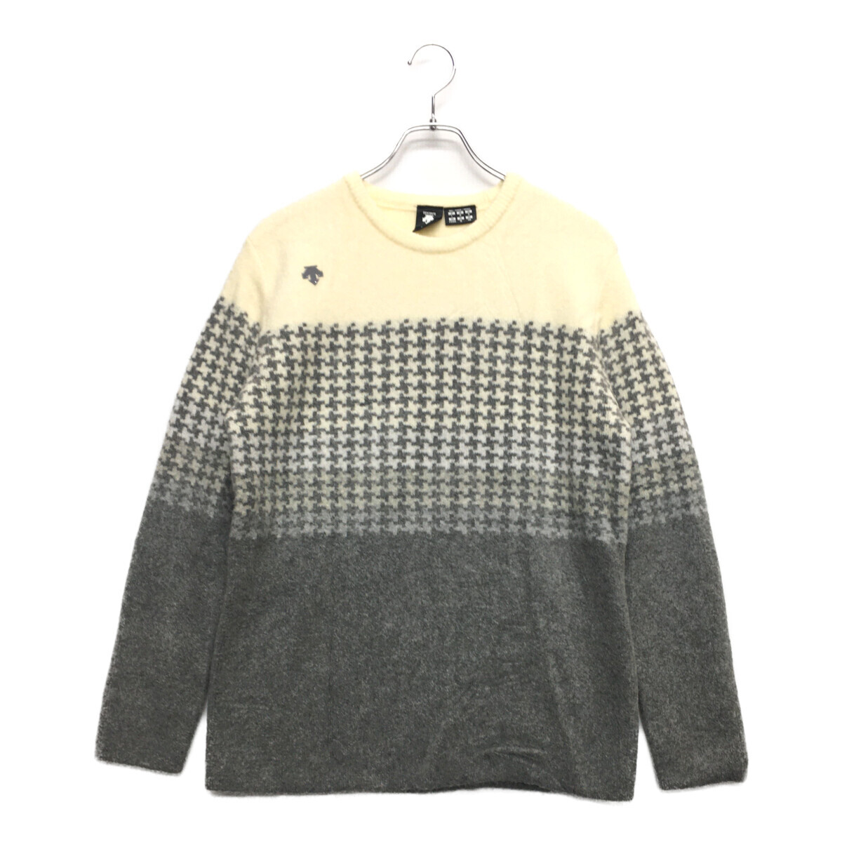 coco 中古【値下げ】 デサントゴルフ DESCENTE GOLF メンズ セーター L オフホワイト×グレー 長袖クルーネック 107535拍卖
