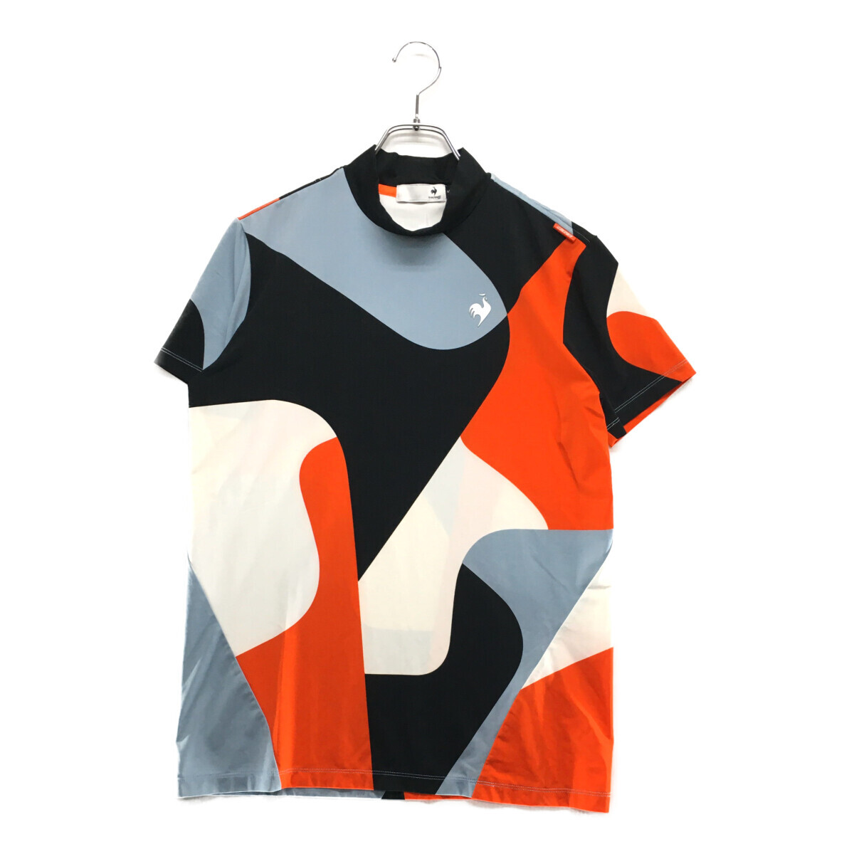 coco 中古【SALE】ルコックスポルティフ メンズ 半袖シャツ M ブルー系×オレンジ×ブラック モックネック ネコパケ発送可 113430拍卖