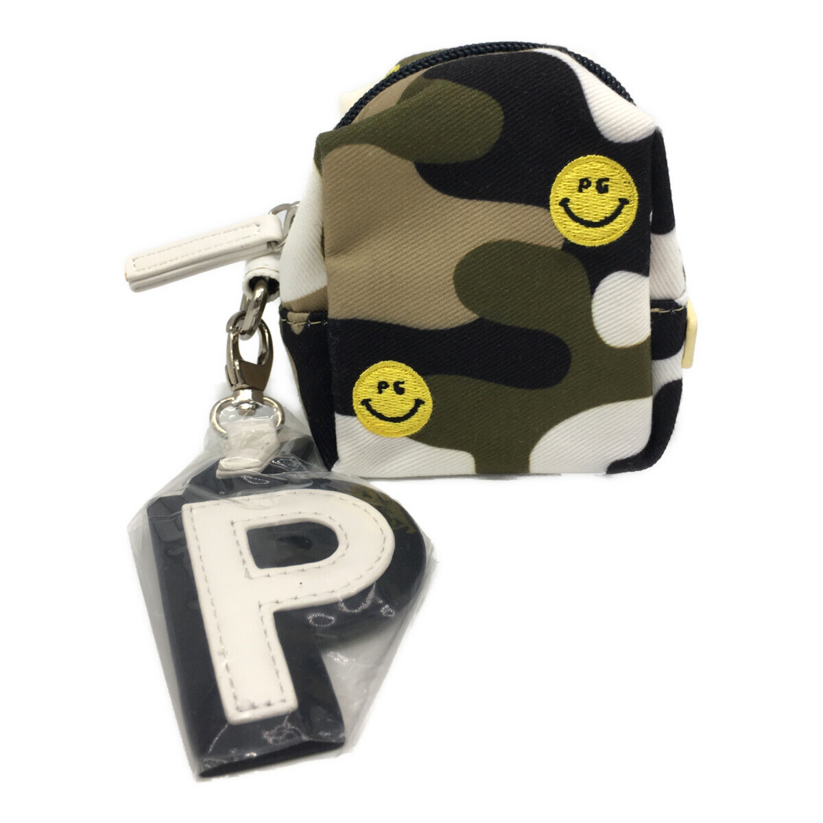 coco 中古【SALE】パーリーゲイツ PEARLY GATES マルチケース ポーチ 小物入れ カモフラ ニコちゃん レターパックプラス発送可 K012170拍卖