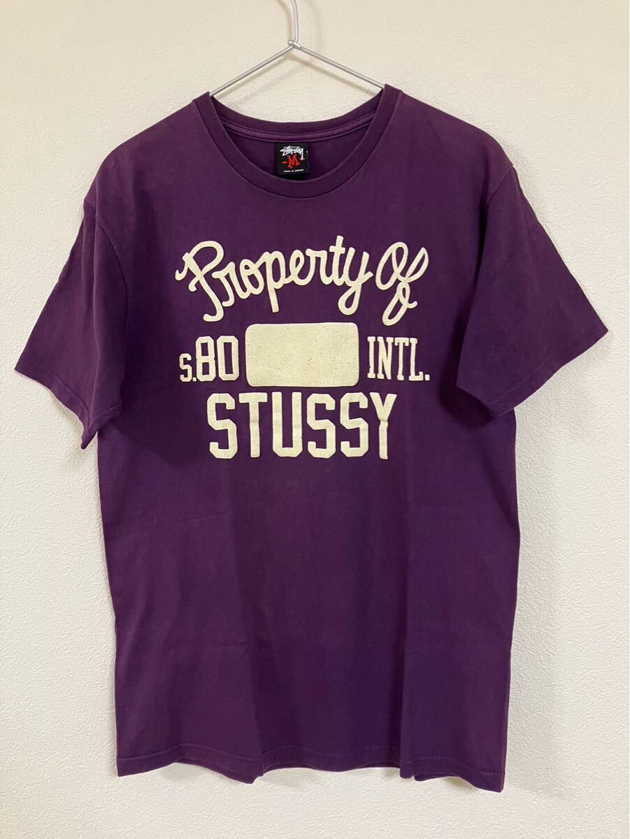 STUSSY ステューシー 半袖Tシャツ パープル×(プリント) Mサイズ 100%COTTON拍卖