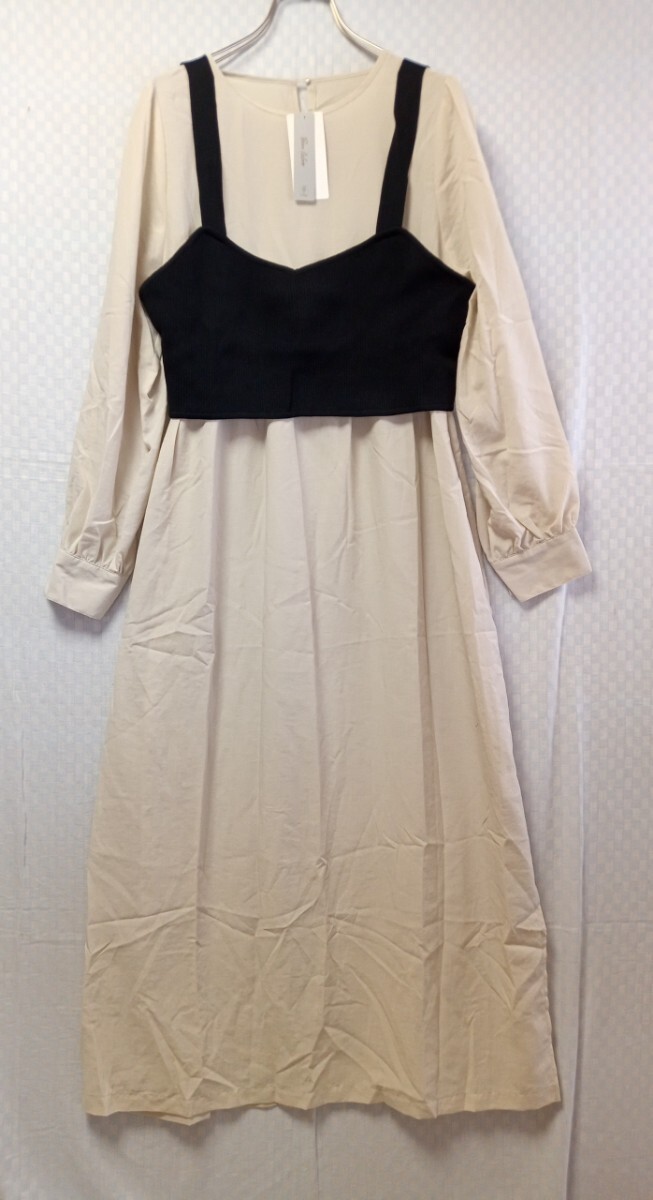 1279 ★★ BonLabra B SET ニットジレ・ワンピース セット 定価5900円 新品 サイズF拍卖