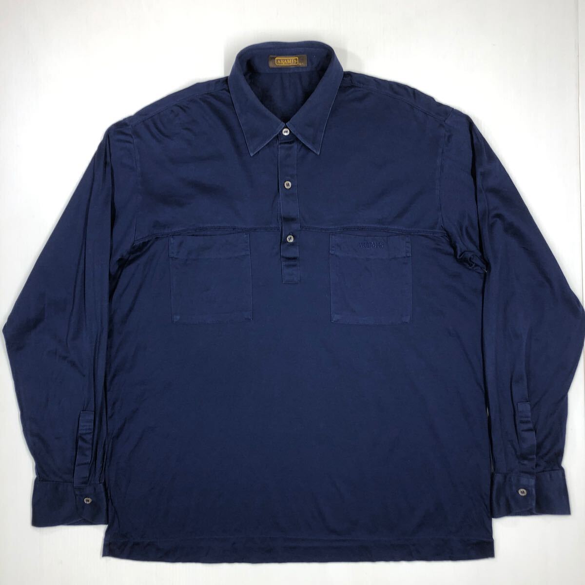 ARAMIS アラミス 長袖ポロシャツ ネイビー メンズ Lサイズ 紳士 両胸ポケット 44-71拍卖