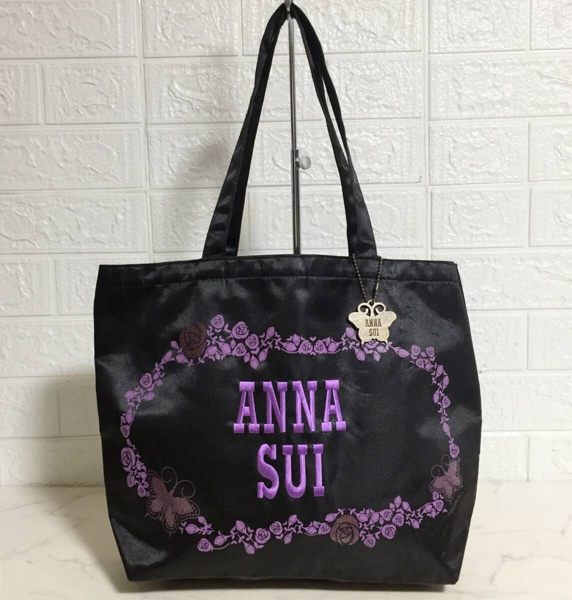 no33893 ANNA SUI アナスイ ナイロン サテン 肩掛けショルダー トート バッグ拍卖