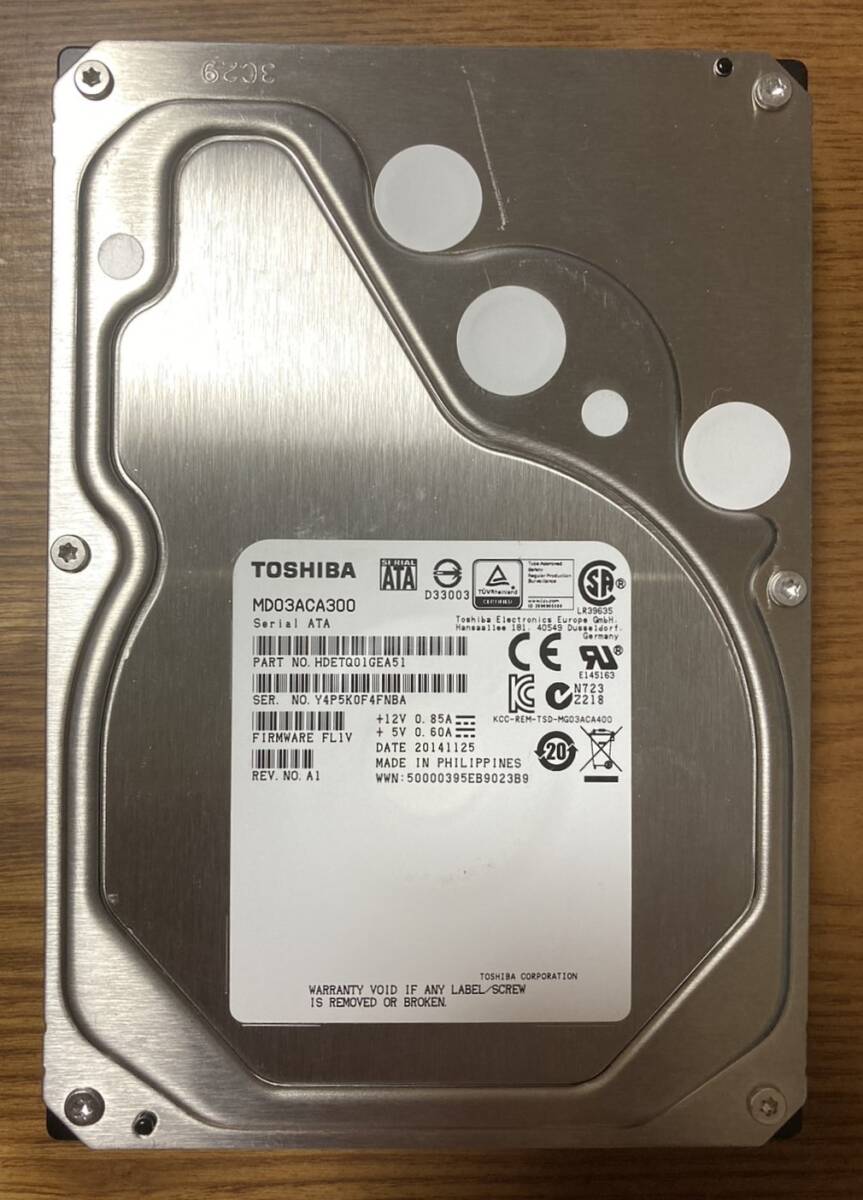 【使用時間:小】東芝 Toshiba MDシリーズ MD03ACA300 3.5インチHDD 3TB(高信頼モデル/使用時間:2050時間未満)拍卖