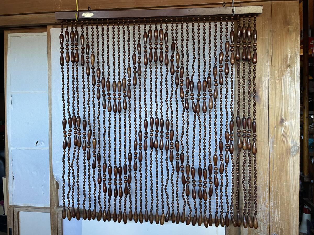 珠のれん すだれ 波模様 幅85㎝ 丈90㎝ 昭和レトロ拍卖