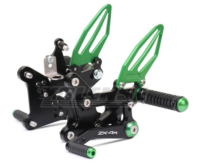 1セット限定特価 カワサキ ニンジャ ZX4-R ZX-4RR 高品質 アルミ バックステップ 2023~ ZX4R/ZX4RR グリーンヒールガード拍卖
