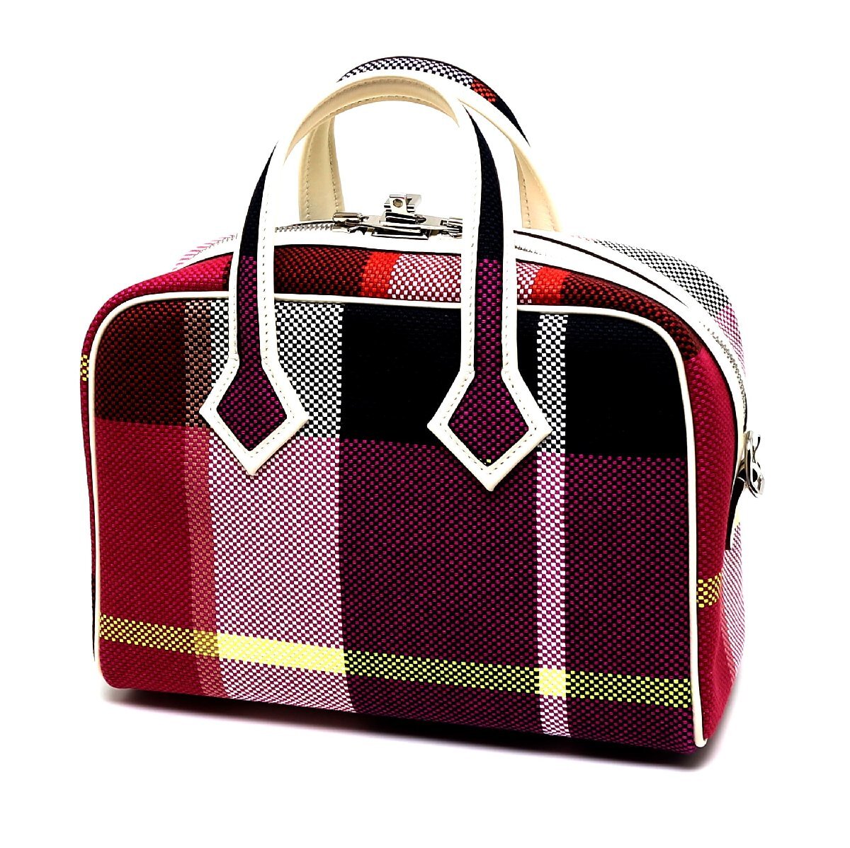 新品同様品 エルメス ヴィクトリア3 フールトゥミニ トワルキャドリーユ/スイフト フランボワーズ シルバー金具 B刻印拍卖