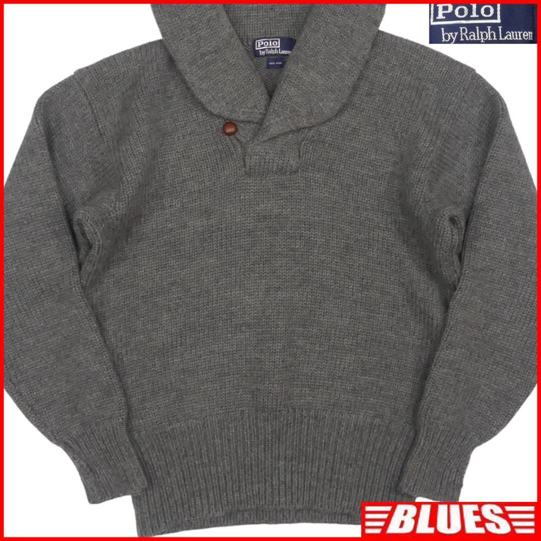 即決★POLO RALPH LAUREN★メンズ L ニット セーター ラルフローレン グレー ウール拍卖