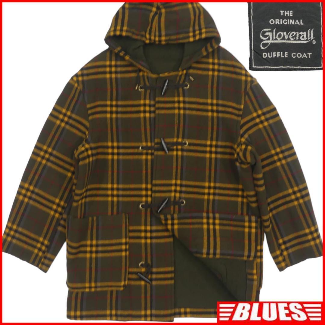 即決★英国製 GLOVERALL★メンズL ダッフルコート グローバーオール 40 チェック ロングコート 通勤 ジャケット 通学 トグルボタン拍卖