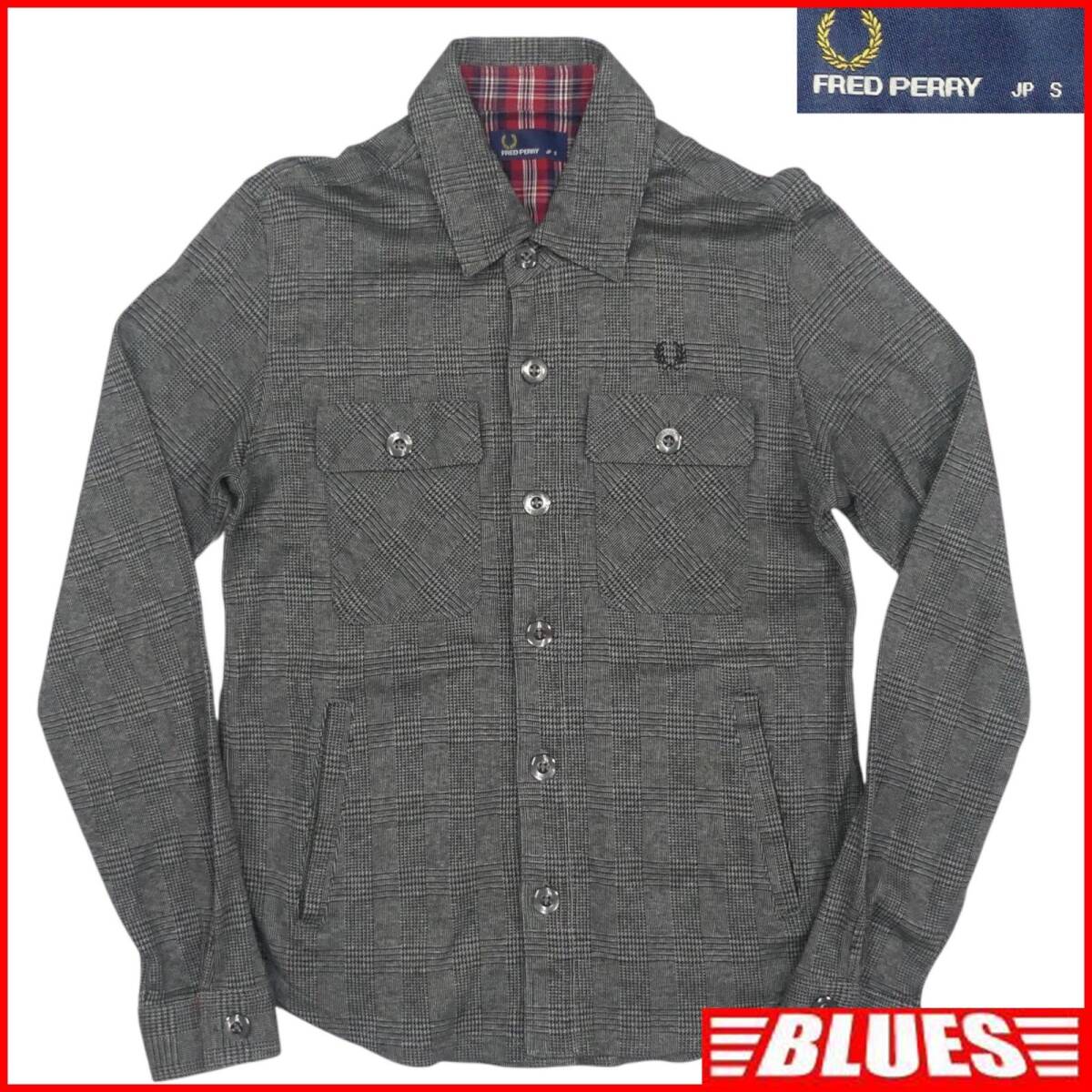 即決★FRED PERRY★メンズ S チェックジャケット フレッドペリー グレー 千鳥格子 ブルゾン 長袖 ジャンパー 上着 アウター拍卖