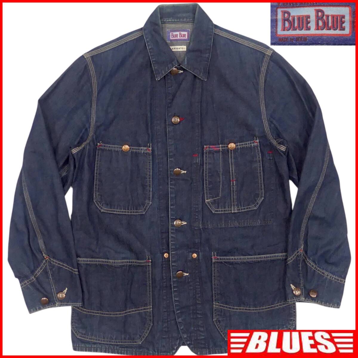 即決★BLUE BLUE★メンズ XS デニムカバーオール XS ワークジャケット アメカジ デニムジャケット Gジャン ジージャン拍卖
