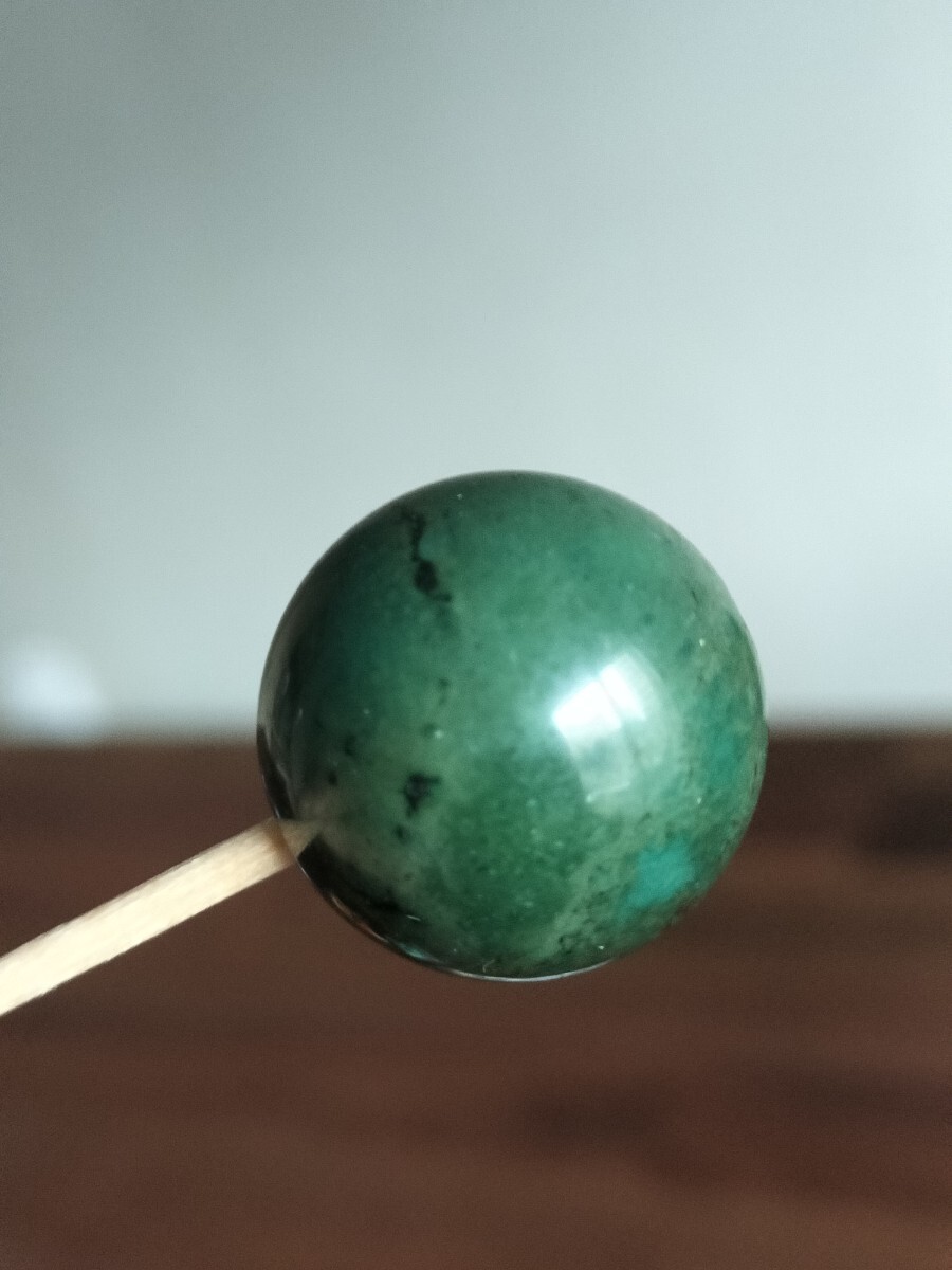 天然緑松石 ターコイズ トルコ石 グリーン 濃緑 天然石 丸玉 20mm拍卖