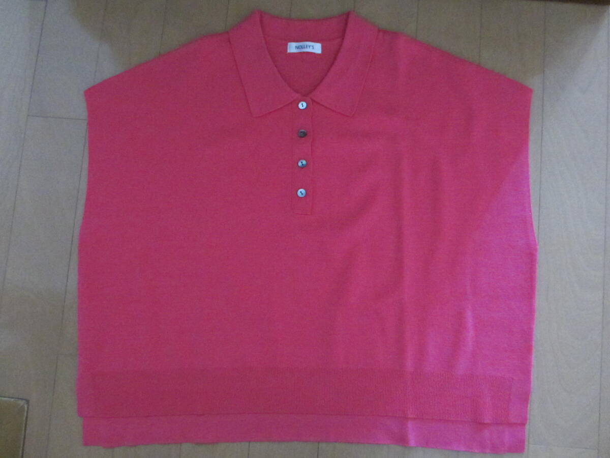 【新品同様】ノーリーズ ハイゲージ 綿ニットポロ 38 大人ピンク拍卖