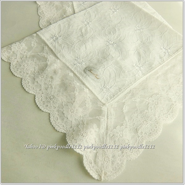 ◆lace & Enb レース 総刺繍 大判ハンカチ 未使用◆オフホワイト 百貨店◆拍卖
