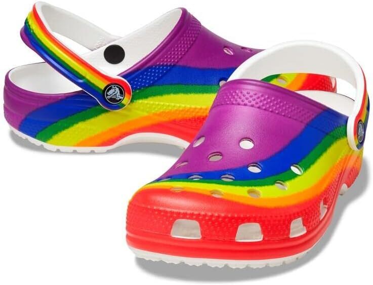 23cm クロックス クラシック レインボー ダイ クロッグ ホワイト マルチ Classic rainbow dye Clog M5W7 新品拍卖