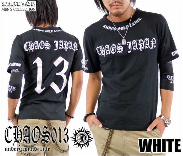 CHAOS JAPAN プリバックナンバーズ半袖Tシャツ ch-ry-0001 新品 ブラック×ホワイト M拍卖