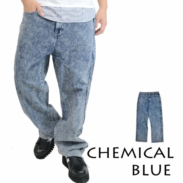 ワイドデニムパンツ メンズ フリンジサイドライン 10ozデニムワイド 4273y233 テーパード 新品 ケミカルブルー M拍卖