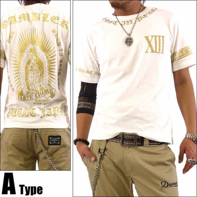 BURST JAPAN 半袖Tシャツ 70620 サーティーン 悪羅悪羅 メンズ 新品 Aホワイトxゴールド XXL拍卖