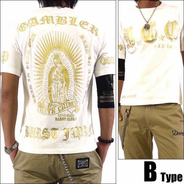BURST JAPAN 半袖Tシャツ 70620 サーティーン 悪羅悪羅 メンズ 新品 Bホワイトxゴールド XL拍卖