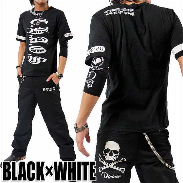 CHAOS JAPAN BIGプリントロゴ腕サイドバック英字プリント 半袖Tシャツ ch-ry-2005新品 ブラックxホワイト L拍卖