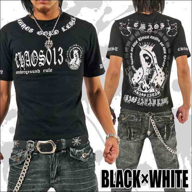 CHAOS JAPAN ロゴプリ バックマリアプリントTシャツ ch-ry-0006新品 ブラック×ホワイト L拍卖