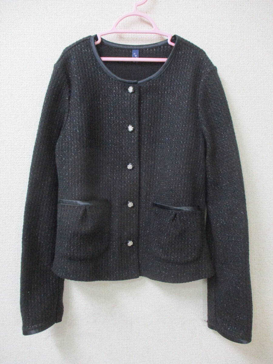 ショパンドゥ CHOPIN deux 女の子 カーディガン フォーマル ブラック ラメ調 150サイズ 胸囲70cm~78cm ㈱キャット拍卖