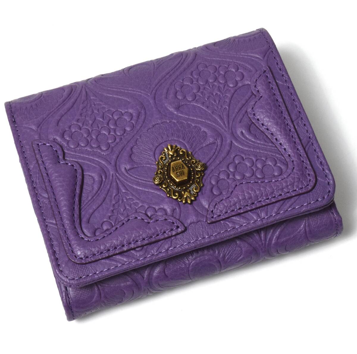 未使用 ANNA SUI アナスイ ノヴァ 2つ折り 牛革 財布 ウォレット パープル拍卖