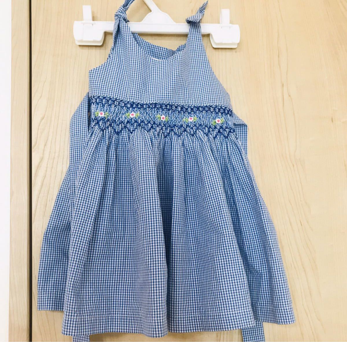 NINH KHUONG 手刺繍 6ヶ月から1歳児用 ベビーワンピース チェック拍卖