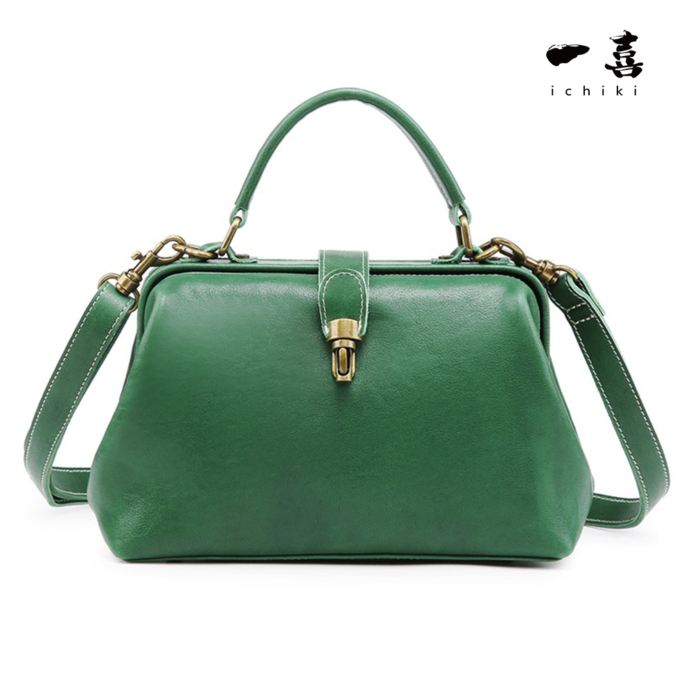 【限定特価】ダレスバッグ ハンド レディース ミニショルダー 本革 ドクターズ レトロ ビジネス がま口 手作り グリーン TC33 拍卖