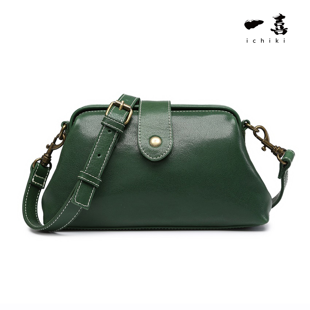 ミニショルダー レディース ダレスバッグ ハンドバッグ 本革 ドクターズ レトロがま口 手作り 2way グリーン TC72 拍卖