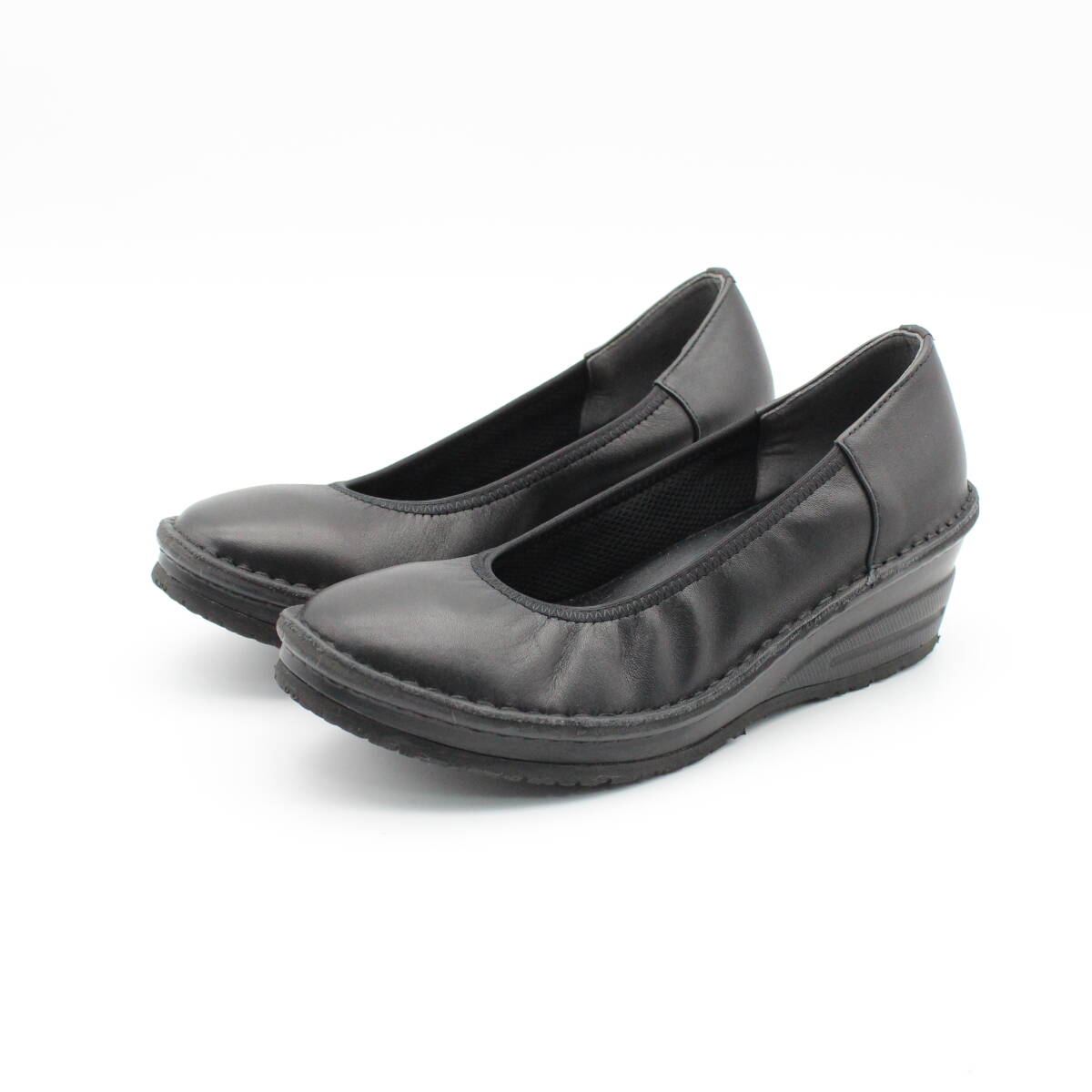 04■ドルチェ 本革ステッチダウンプレーンシューズ(22cm3E)超美品拍卖