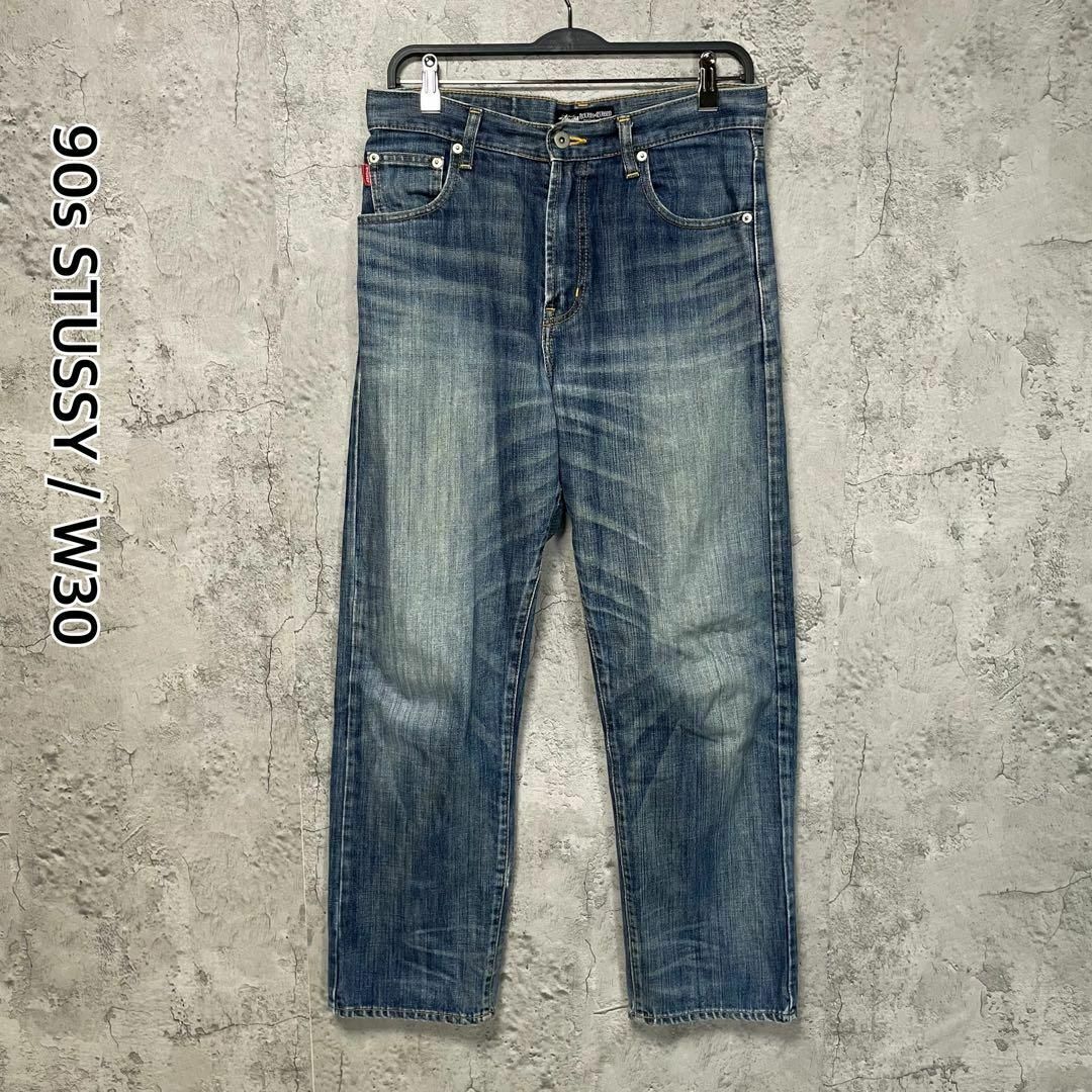 ステューシー STUSSY ヴィンテージ 90s デニムパンツ ジーンズ 刺繍ロゴ 30インチ拍卖