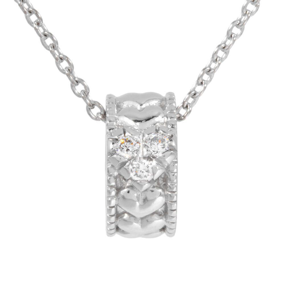 スタージュエリー STAR JEWELRY ハートリング モチーフ ネックレス ダイヤモンド 0.03ct K18YG 2.6g拍卖
