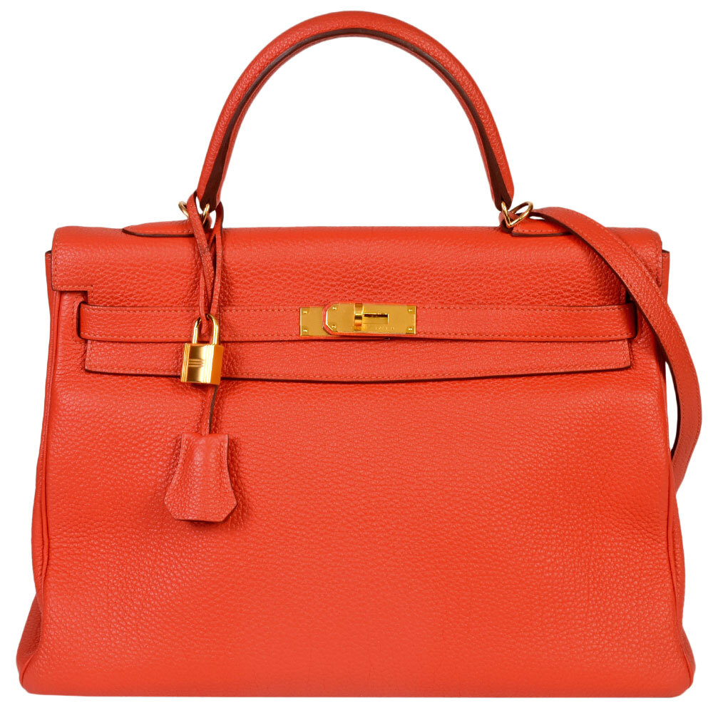 エルメス HERMES ケリー35 ハンドバッグ 2WAY トゴ □Q刻印(2013年製造)刻印 カプシーヌ ゴールド金具 内縫い レッド系 レディース拍卖