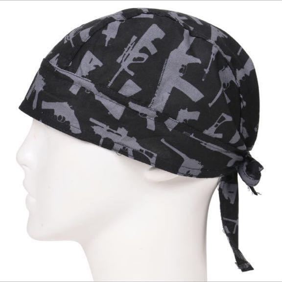 ★新品★ROTHCO★ロスコ★ブラック★黒★ヘッドラップ★バンダナ★GUN★US★銃★ピストル★ターバン★インナー★キャップ★ミリタリー帽子拍卖
