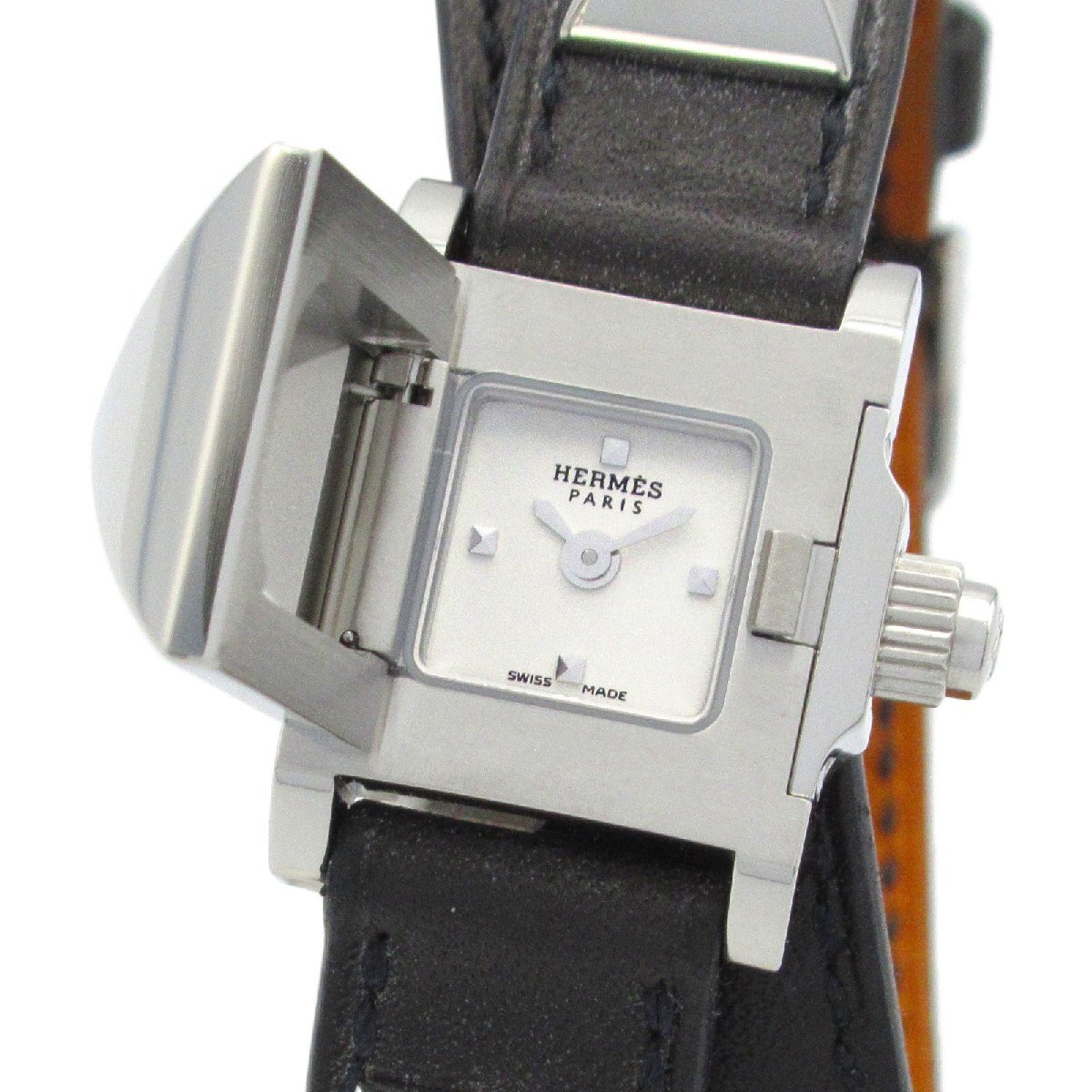 エルメス メドール ドゥブルトゥール ブランドオフ HERMES ステンレススチール 腕時計 SS/革 中古 レディース拍卖