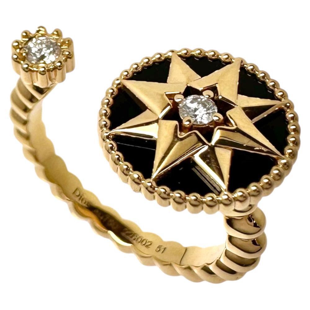 11号 Christian Dior/ディオール ローズ デ ヴァン ダイヤモンド オニキス リング・指輪 K18ゴールド JRDV95152 0000 51 レディース拍卖