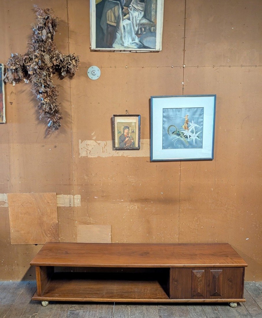 1960-70's ヴィンテージ ウッド ローボード TVボード キャスター/アンティーク ビンテージ ヴィンテージ 木製 イギリス アメリカ フランス拍卖