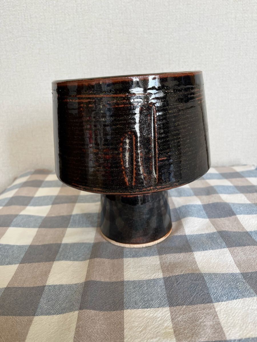 【在銘】陶器製 花器 水盤 管理A3153 フラワーベース 花瓶 華道 華展 花展 いけばな 生け花拍卖