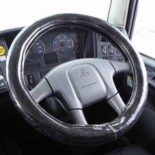 トラック内装 チンチラ 極太ハンドルカバー ビニール付 ブラック LM/NEWエルフ PMエルフ 07エルフ デュトロ ダイナ【送料800円】拍卖