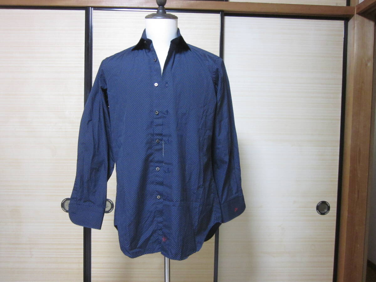 ☆☆☆【11/24・大幅値下げ】老舗シャツ工房・Visual Coach ワイドカラー&水玉ドレスシャツ:MADE IN JAPAN:サイズ感 スリムM:送料無料拍卖