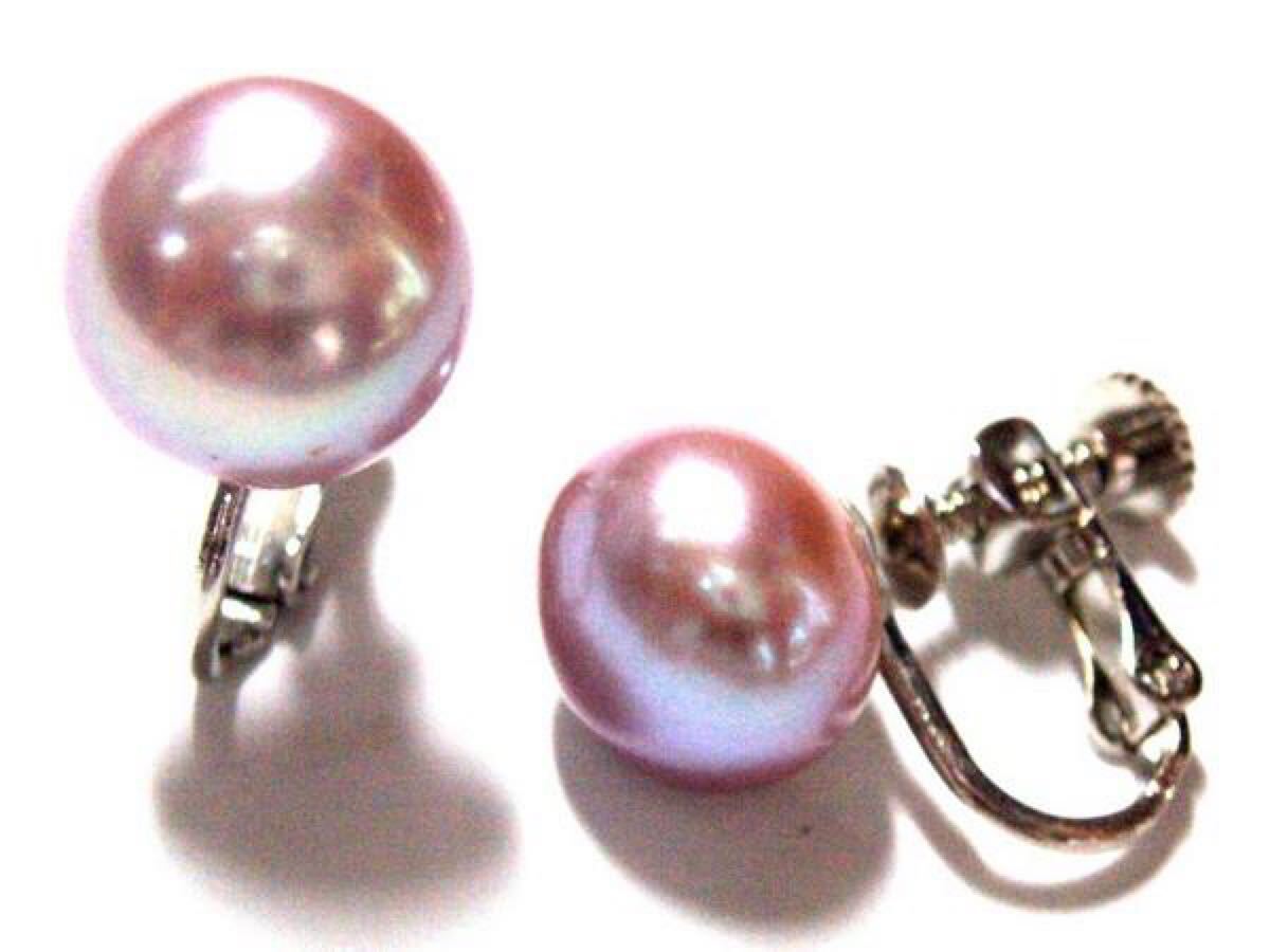 巨大粒♪可愛い天然淡水真珠/サクラピンクパールイヤリング(11mm)冠婚葬祭OK拍卖