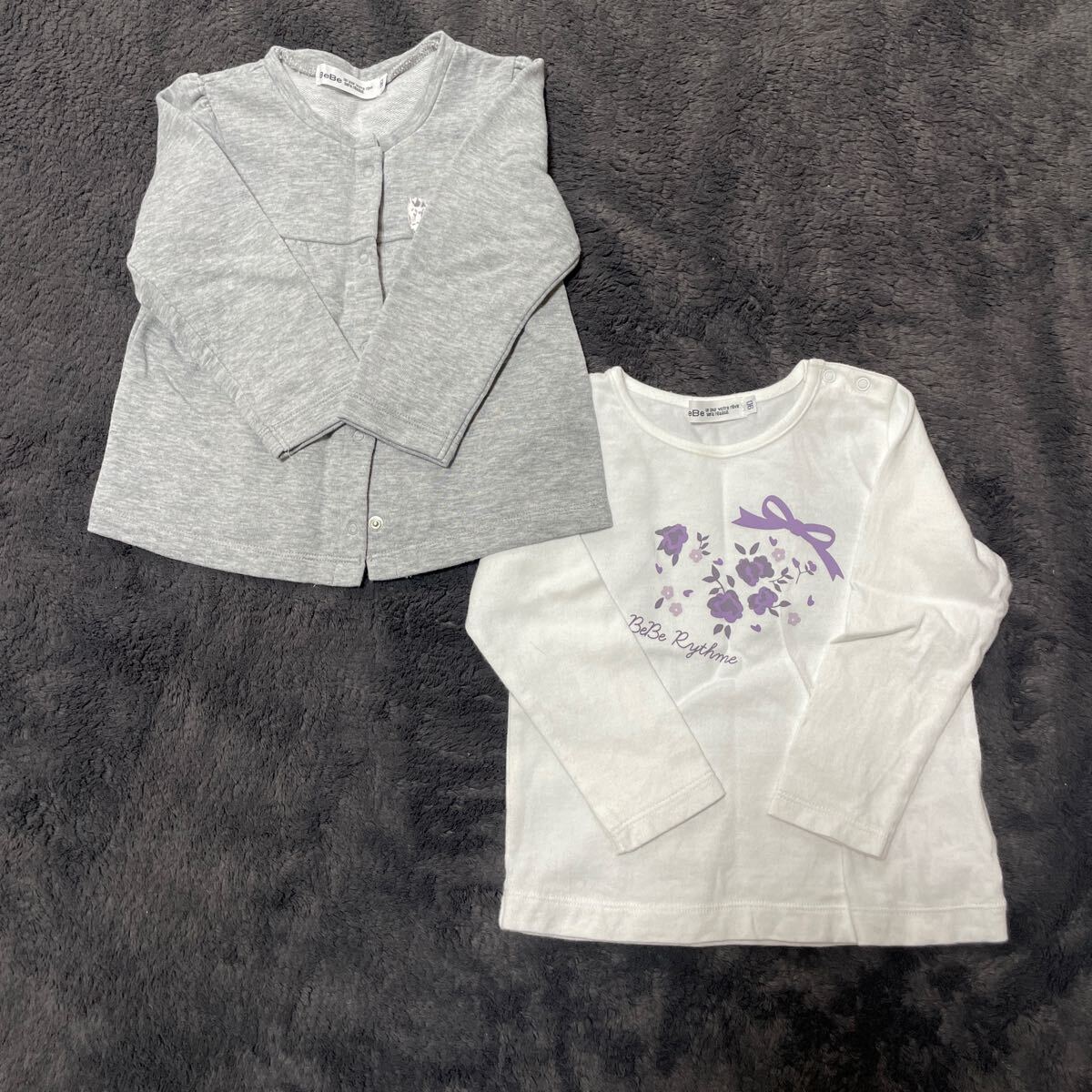 キッズ 女の子 ロンT&カーディガンセット販売 BeBe拍卖