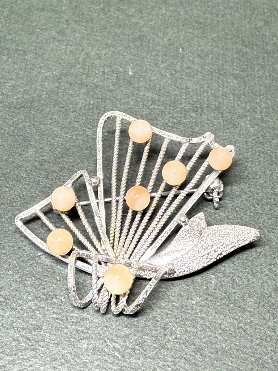 ★コレクター必見 ビンテージ ブローチ 珊瑚? レディース アクセサリー 飾り シルバーカラー アクセサリー コレクション To151拍卖