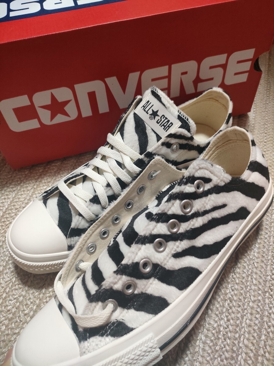 新品 未使用 CONVERSE ALLSTAR OX コンバース オールスター オックスフォード 26.5cm ゼブラ ZEBRA FUR ファー オフホワイト ローカット拍卖