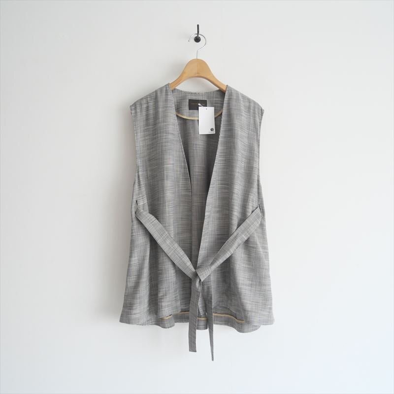 2023SS / 未使用 / TOMORROWLAND collection / シャイニーグレンチェック ベルテッドジレ ベスト 36 / 13073207355 / 2503-0697拍卖